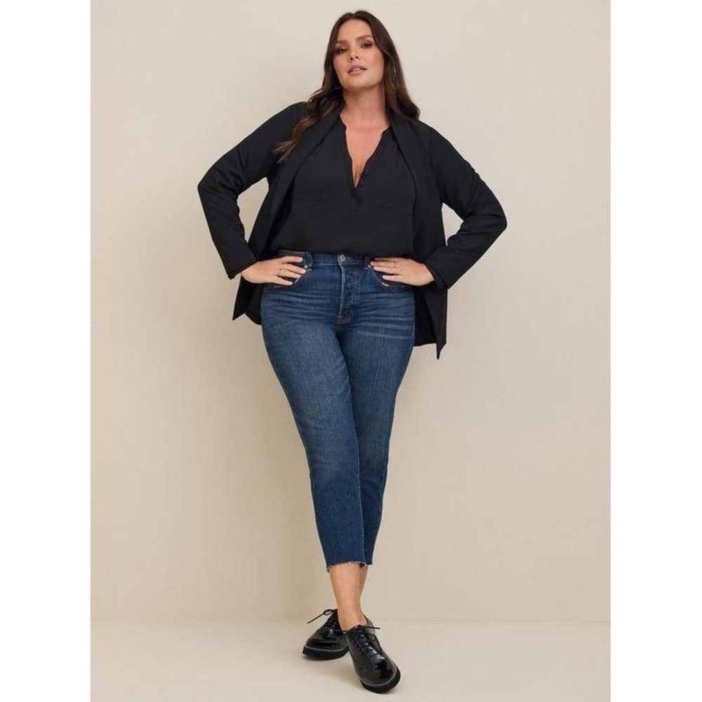 Torrid Harper Black V-Neck Button Front Utility Pocket Long Sleeve Blouse Size 3